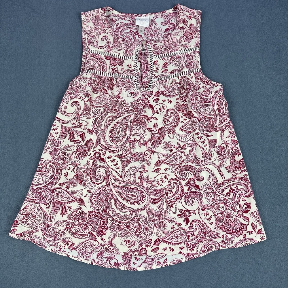 Knox Rose Ladies Sleeveless Blouse Rose Cream Paisley Medium